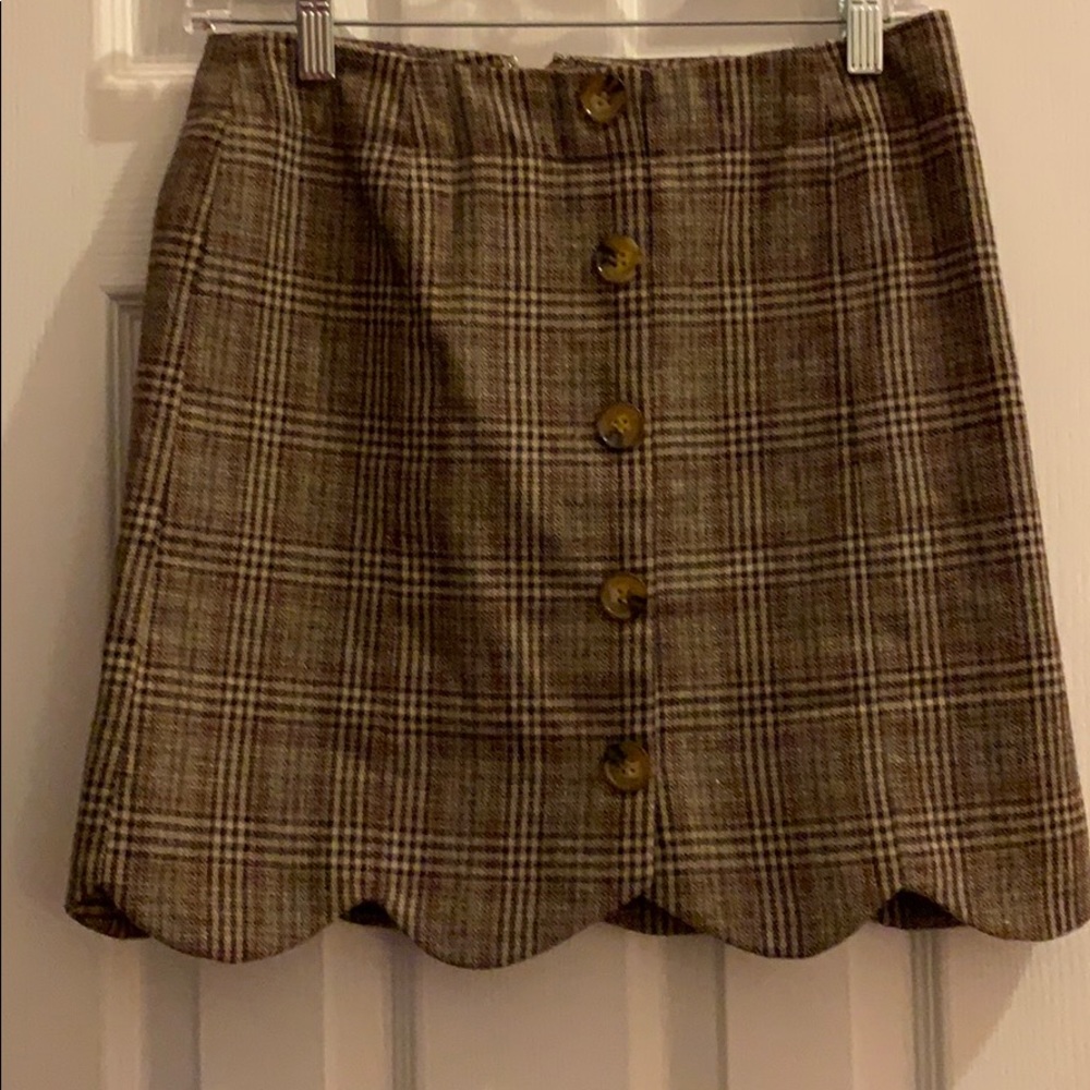 Southern Proper Scalloped Plaid Skirt